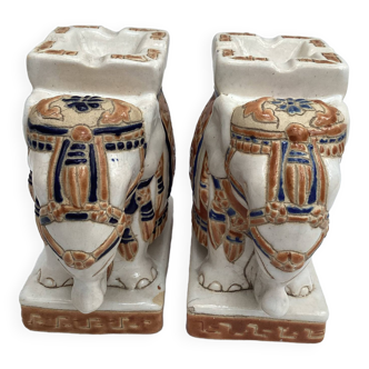 Pair of ceramic elephant ashtrays dimension: height -14cm- width -13.5cm-