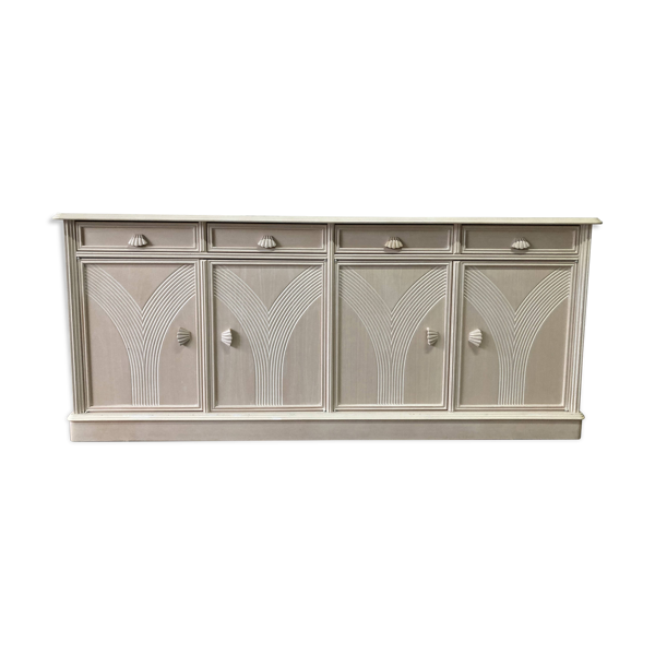 Buffet vintage saumon doux, années 80, éléments art déco