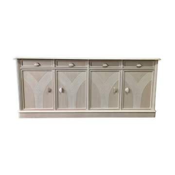 Buffet vintage saumon doux, années 80, éléments art déco