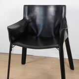 Fauteuil vintage en cuir noir - Années 80