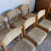 Set of 6 vintage Scandinavian chairs in wood and wool fabric an60