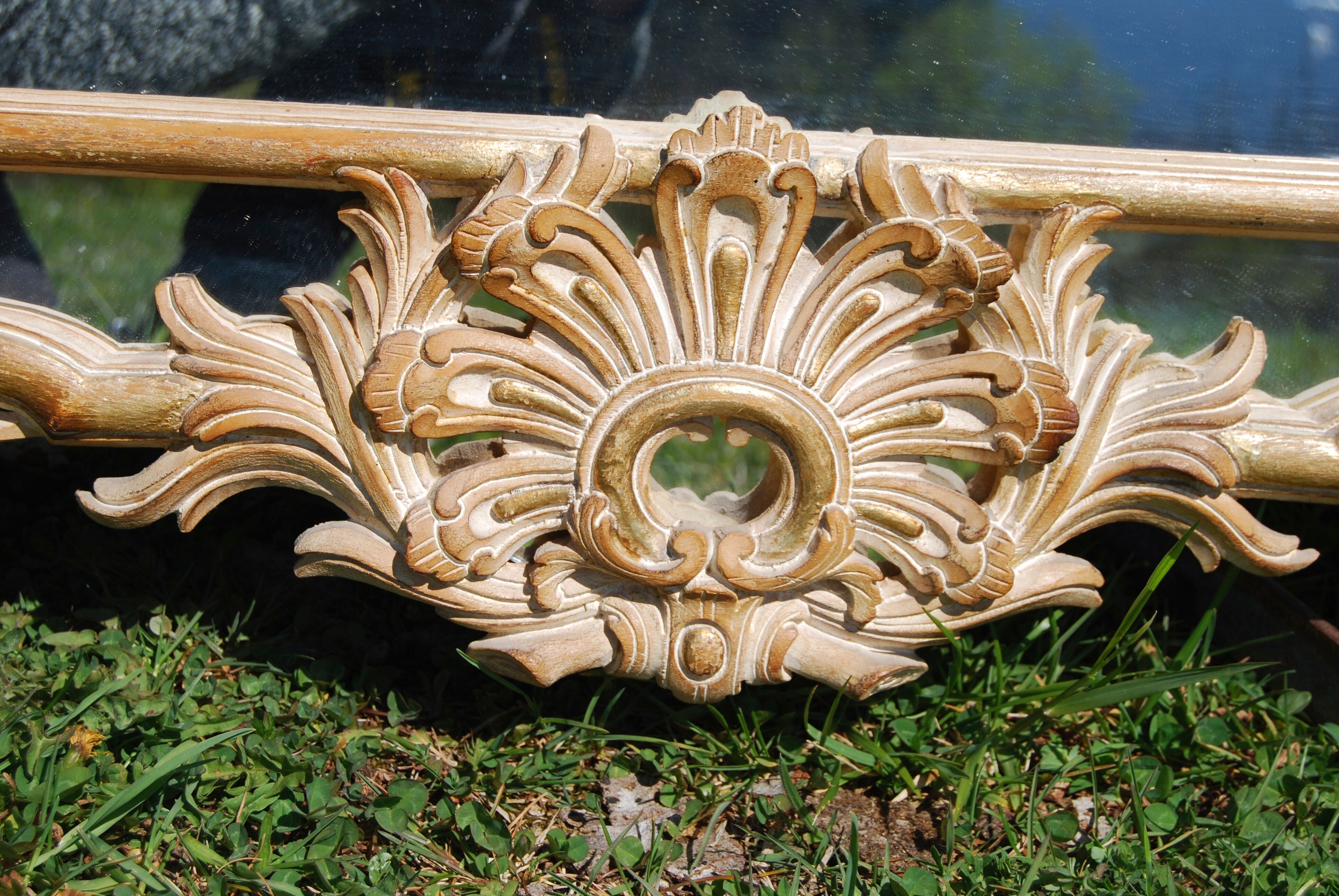 Baroque wooden wall mirror carved by Chelini  98x158cm