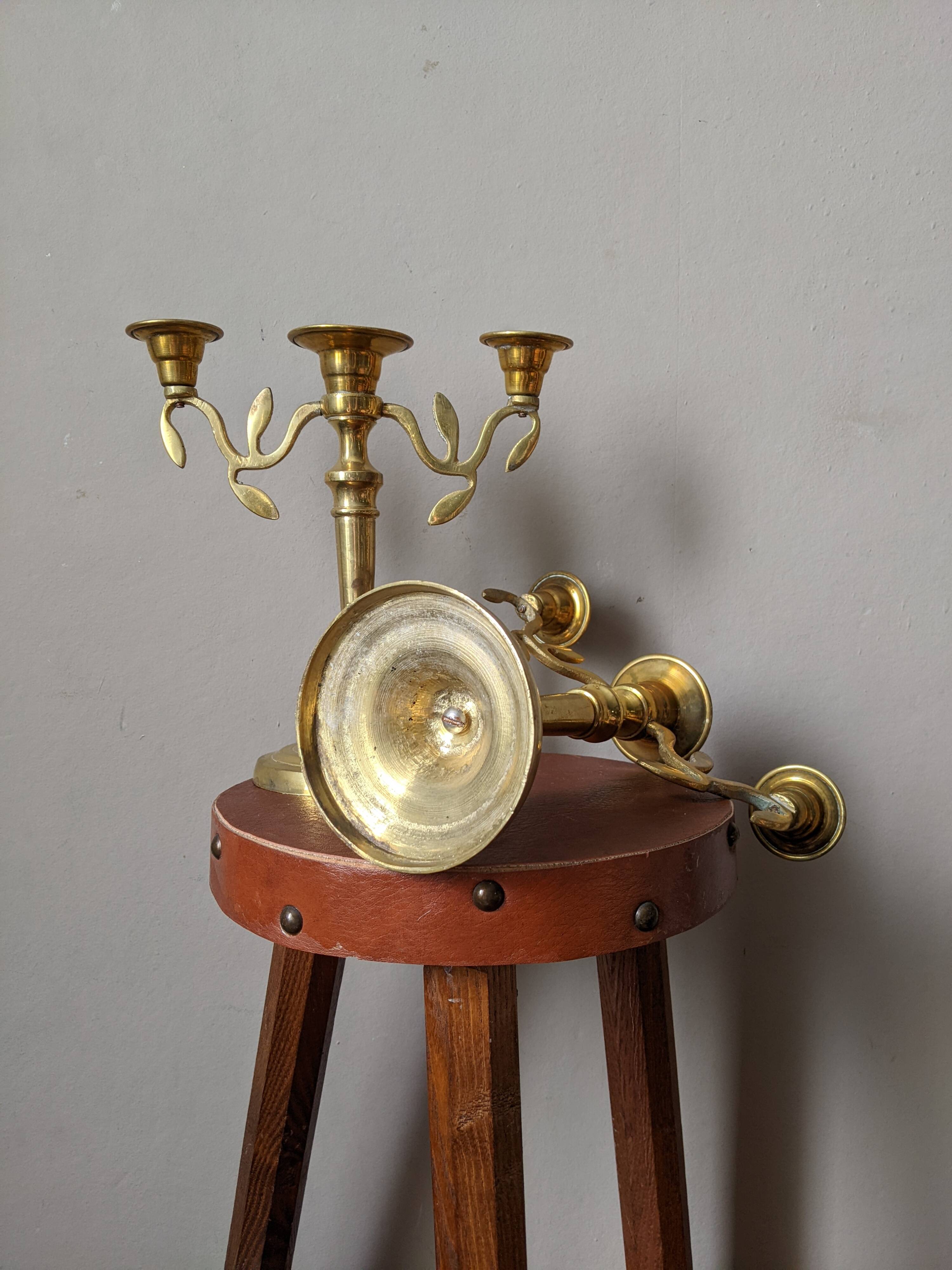 Pair of vintage bohemian country candlestick holders