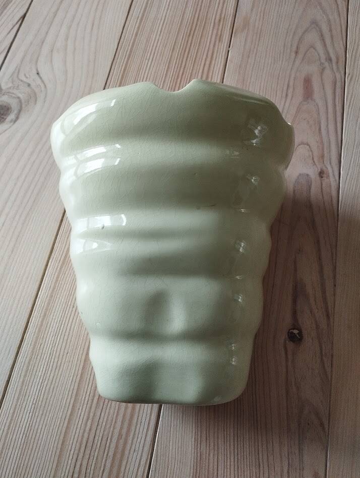 Vintage shell vase Salins – French crackled earthenware – 1970s