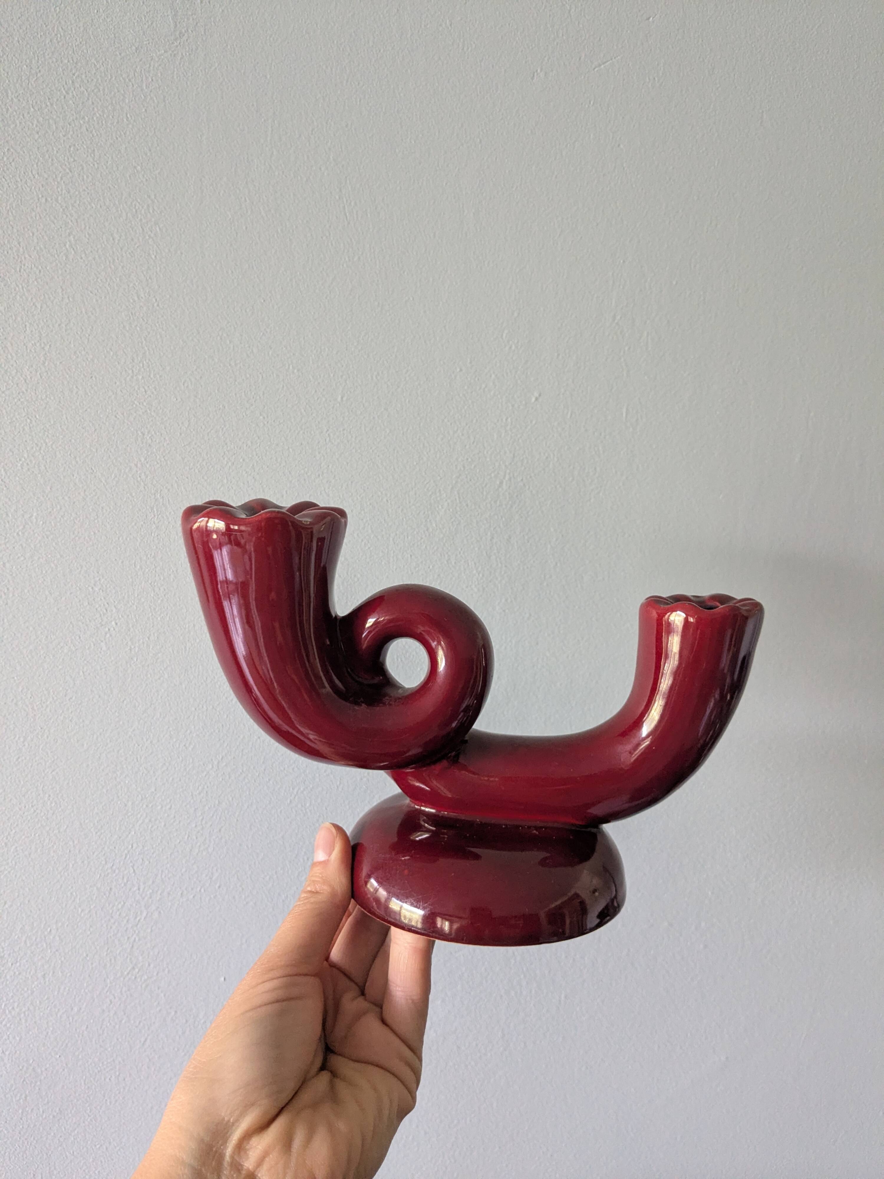 2 vintage Bordeaux ceramic candle holders