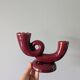 2 vintage Bordeaux ceramic candle holders