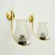 Pair of brass glass tulip wall appliques 60s