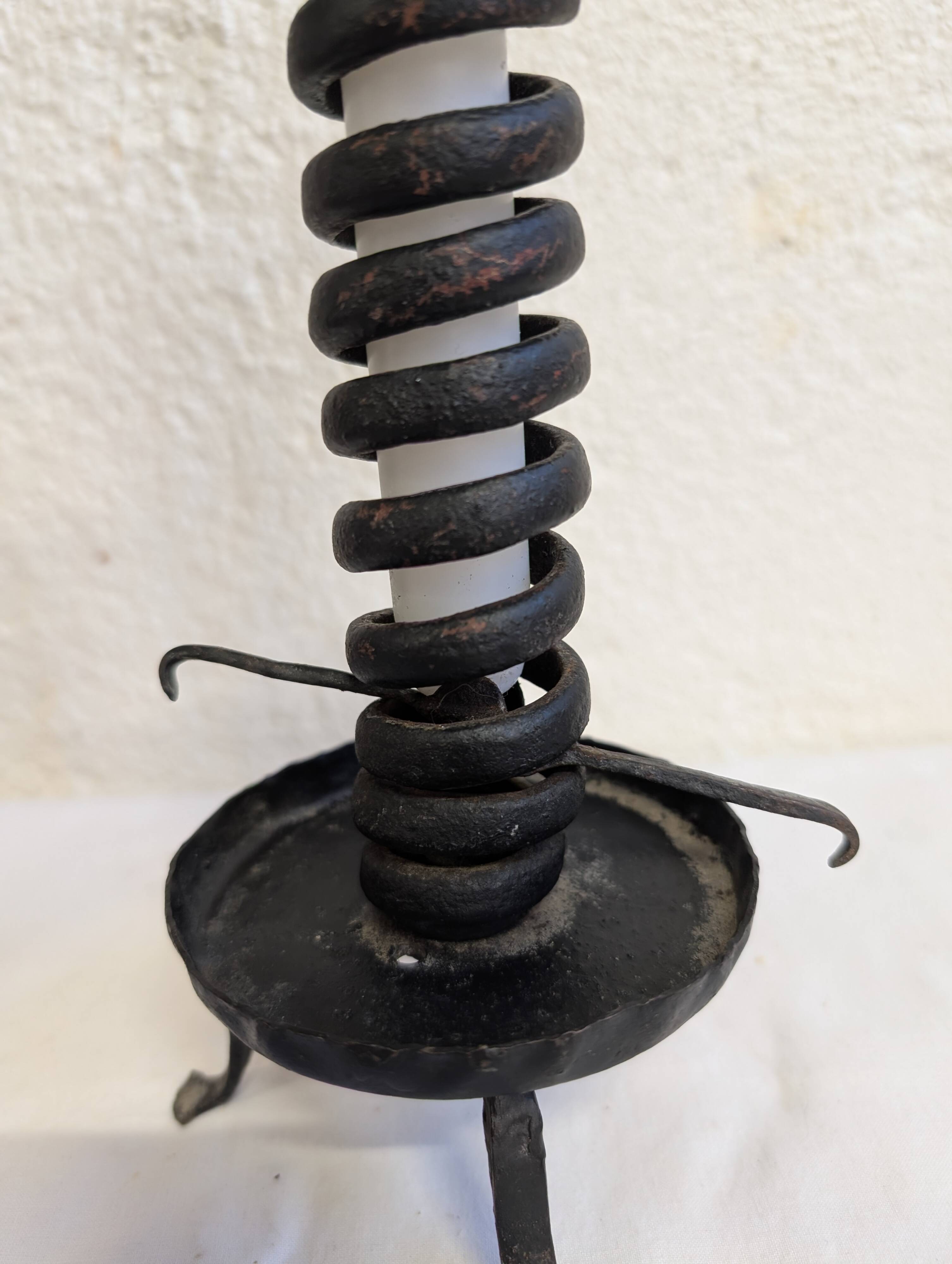 Vintage brutalist wrought iron candlestick