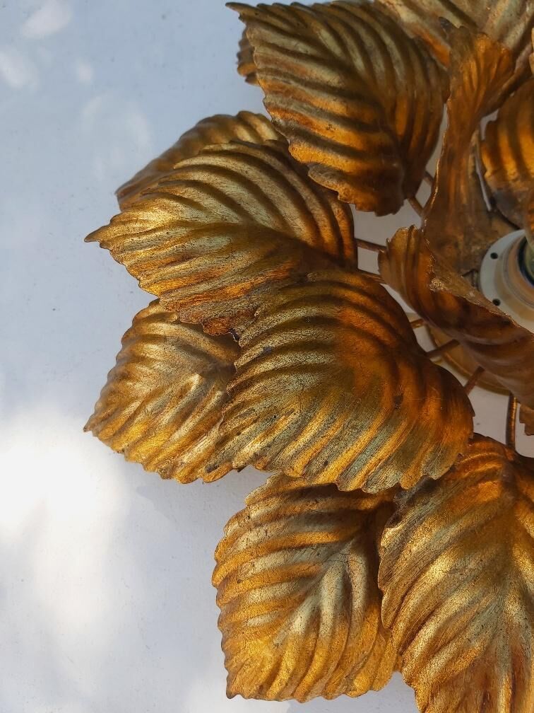 Sconce metal golden leaves 70s
