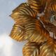 Sconce metal golden leaves 70s