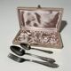 Set of antique silver-plated cutlery for children.