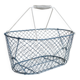 Large vintage blue wire basket
