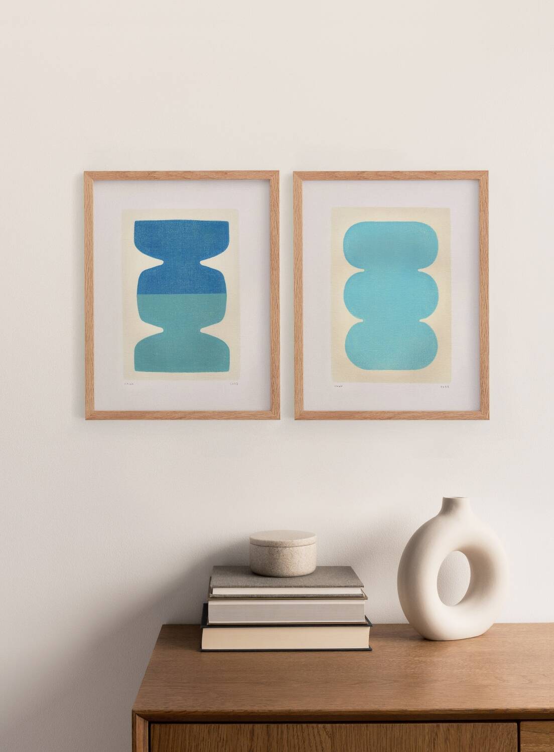Duo of 40x30cm Twist and Asti paintings by Eawy