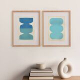Duo of 40x30cm Twist and Asti paintings by Eawy