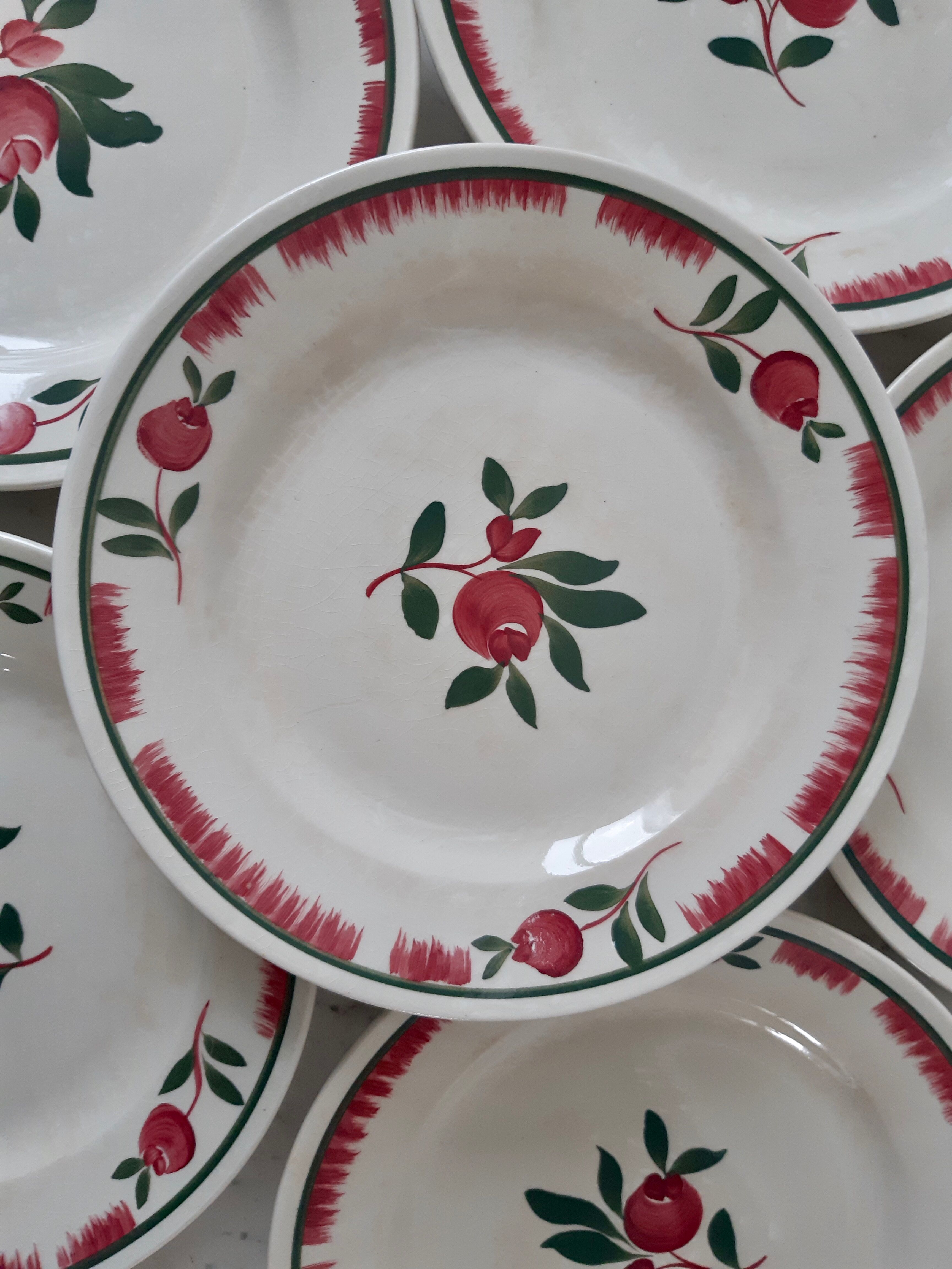 Set of 6 flat plates Gien model Saverne