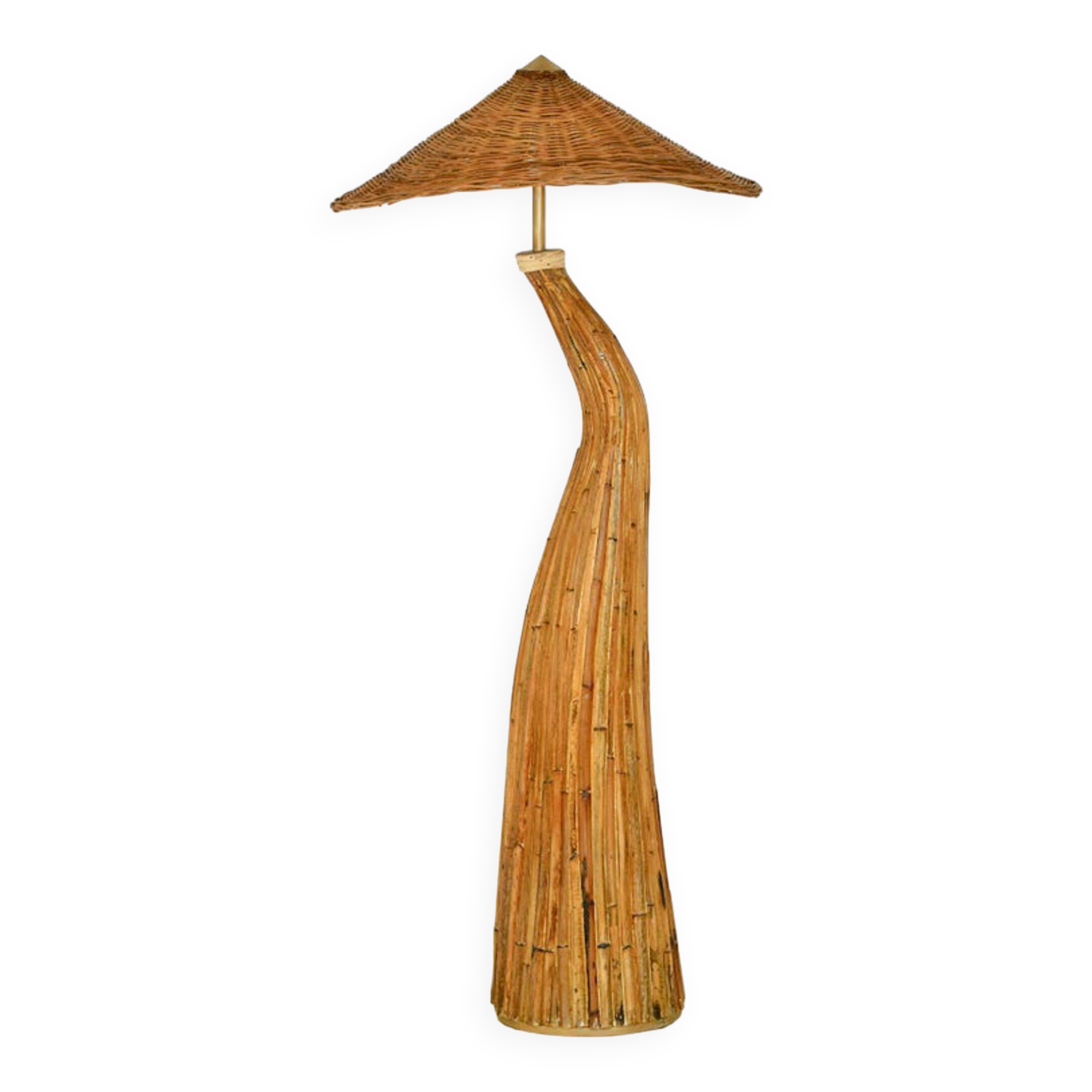 Lampadaire sculptural en rotin « Champignon »