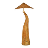Lampadaire sculptural en rotin « Champignon »