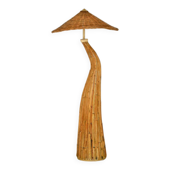Sculptural "Shroom" Rattan Floor Lamp