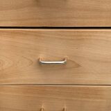 Vintage chest of drawers with compass feet, solid raw beech, 1960s