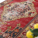 248x123cm red handmade turkish rug