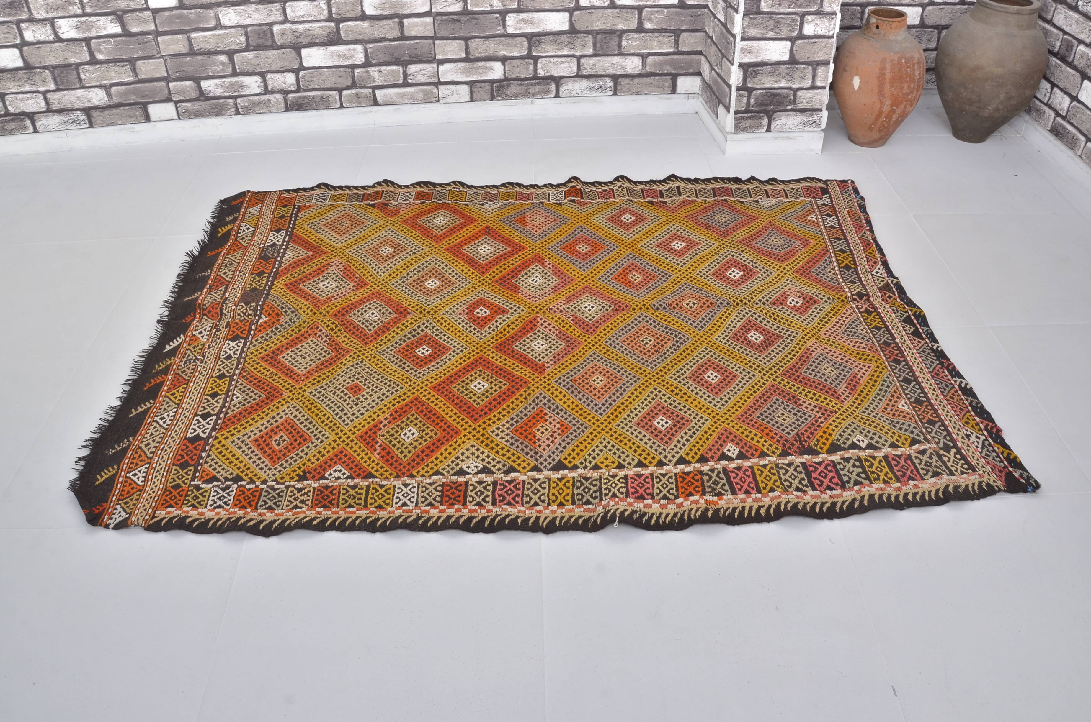 Geometric Turkish Handwoven Kilim Rug sku1628