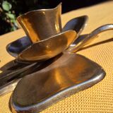 Set of 2 brass flower-shaped candle holders