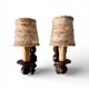 Pair of turned wooden wall lights, France 1940