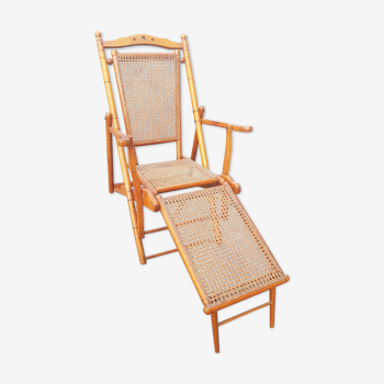 Folding chaise longue 1900 in beech