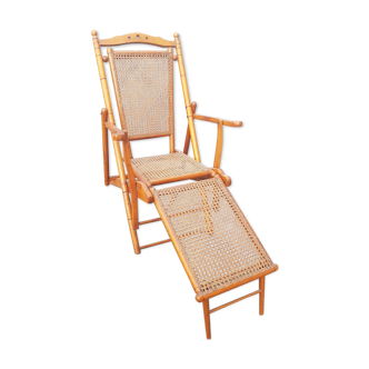 Folding chaise longue 1900 in beech