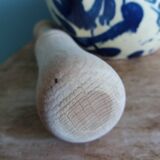 Glazed terracotta mortar and wooden pestle