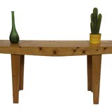 Vintage pinewood side table 60s handmade side table minimalist design