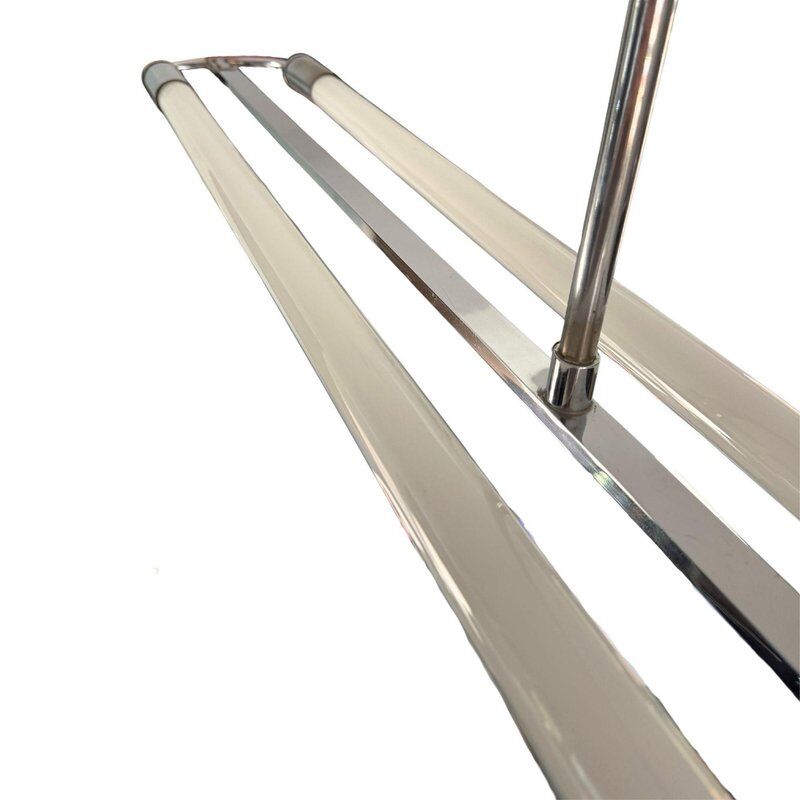 Streamline modern ceiling lamp in chrome with neon tubes, Germany, 1935