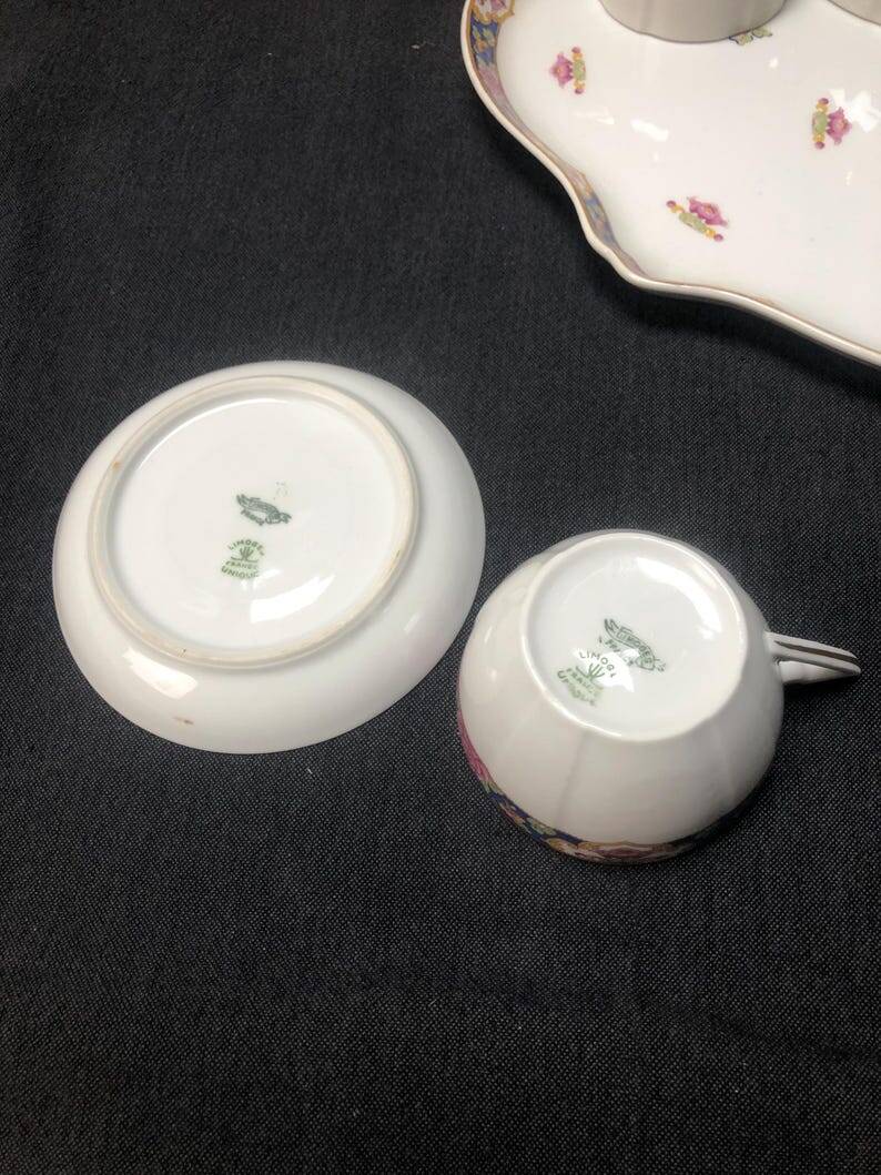 Art Deco Porcelain Tête-à-Tête Set: Boisbertrand Limoges, France