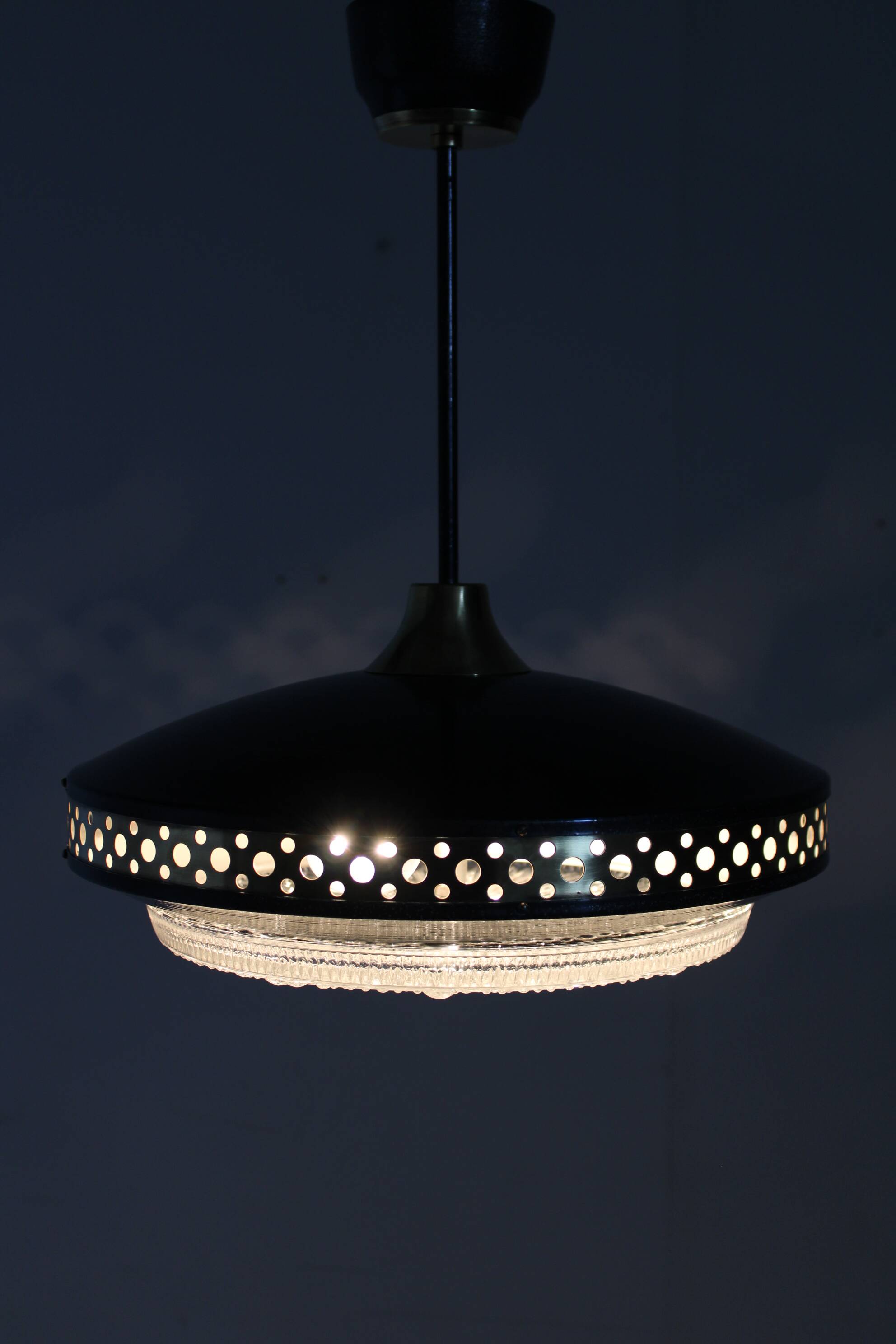 1970s black space age metal pendant by ludib bratislava, czechoslovakia