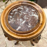 Old harness in wood with marble top