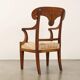 Paire de fauteuils Directoire anciens en merisier et tissu XVIII-XIX siècle