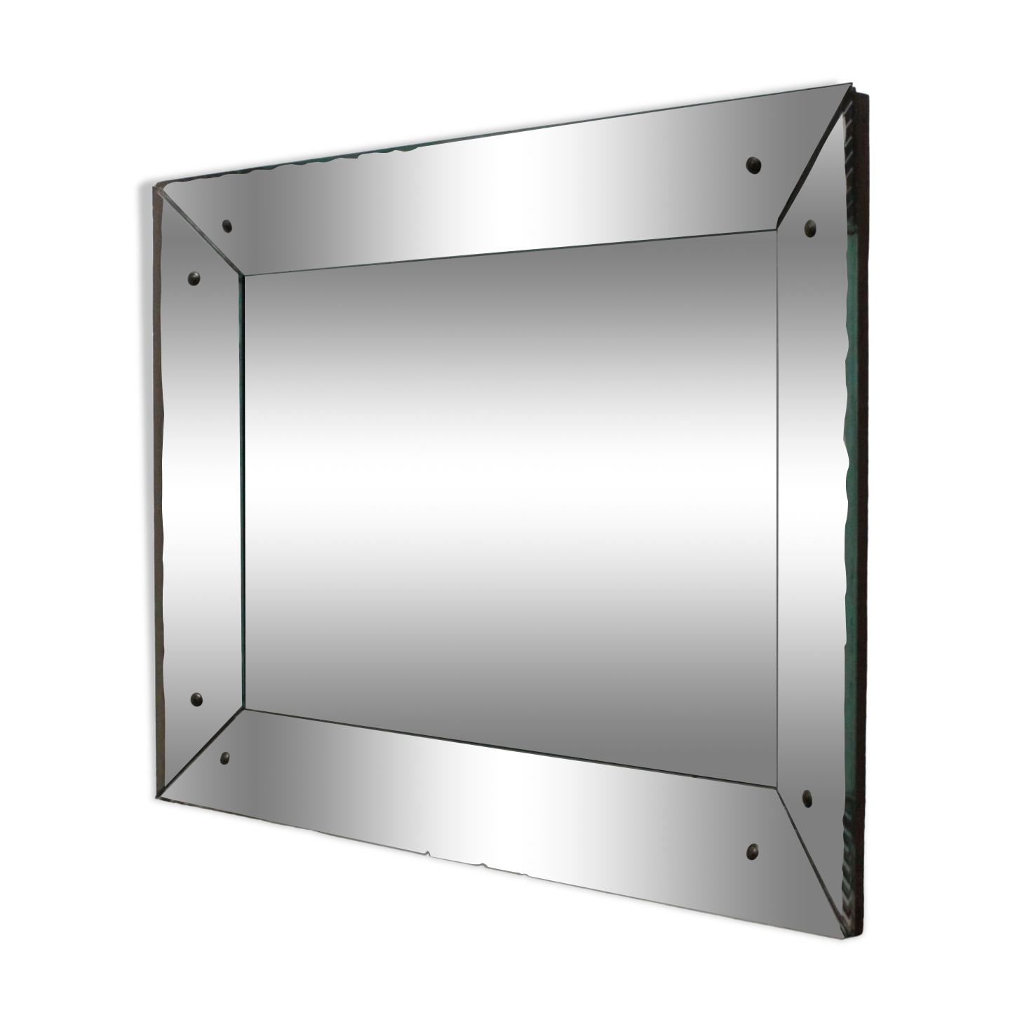 Art Deco box mirror with scalloped edges France 1930s
