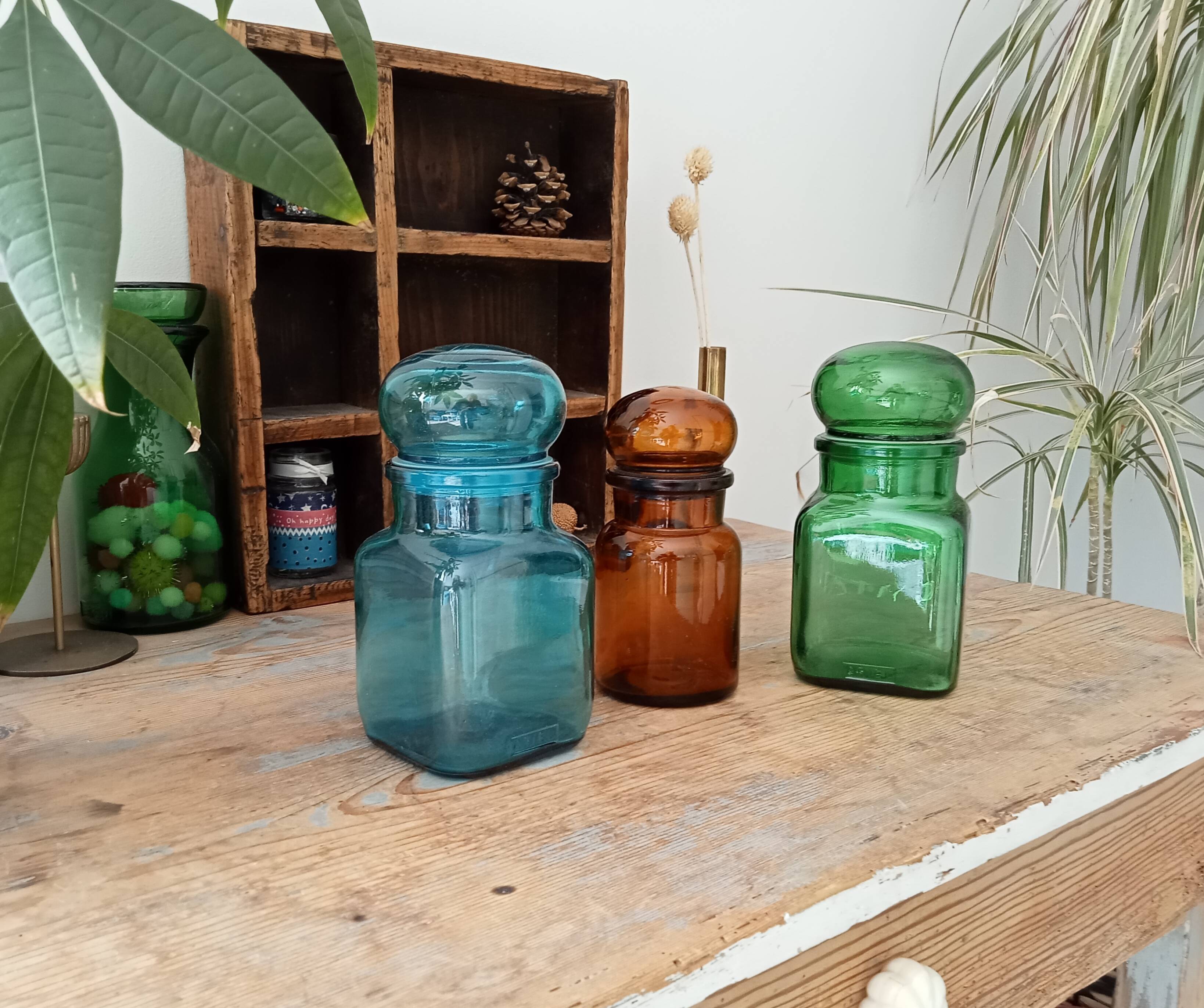 Set of 3 vintage jars 70s