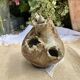Sculptural vase in glazed stoneware, free form.