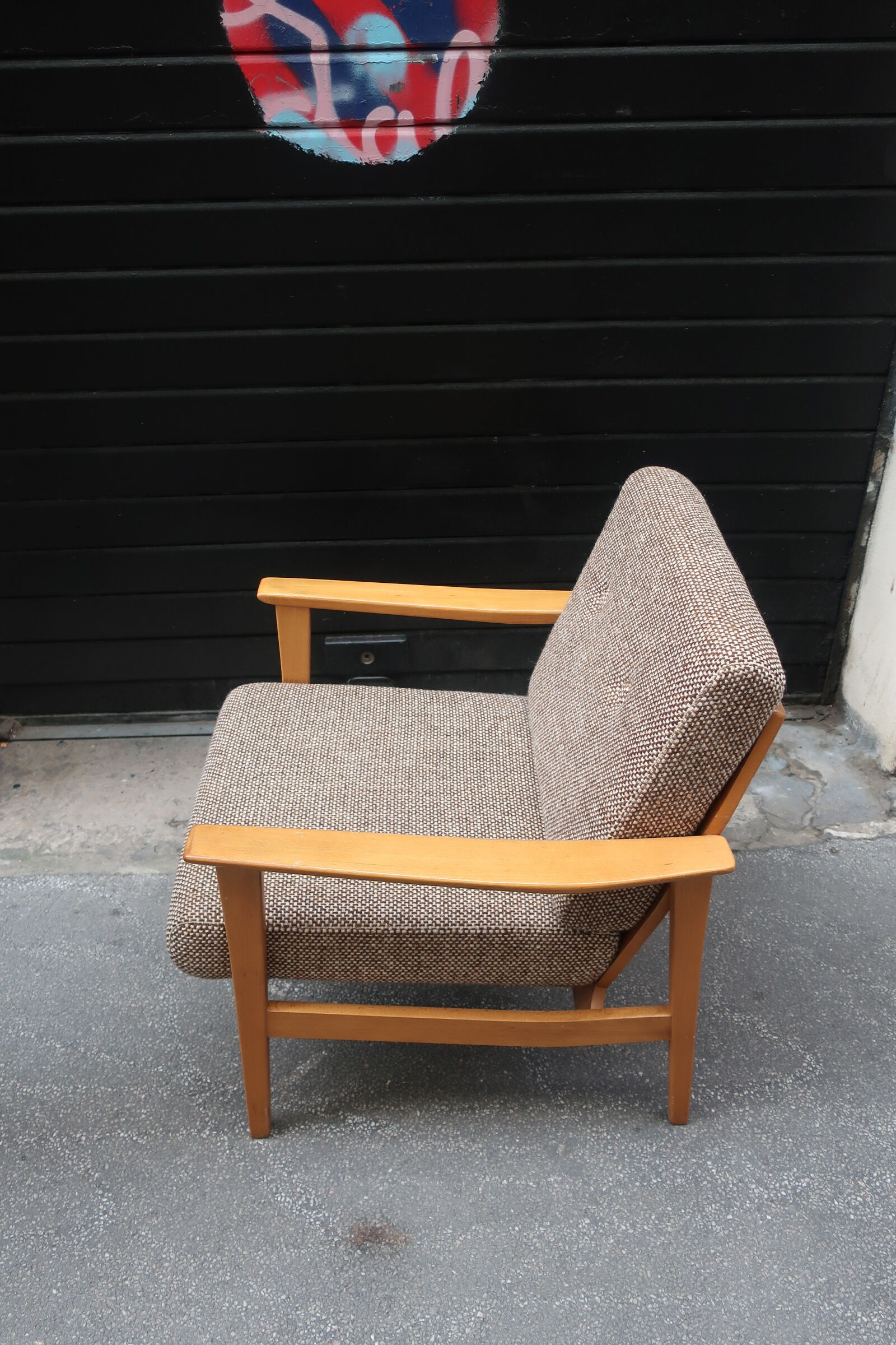 Armchair in wood and fabric 1960