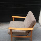 Armchair in wood and fabric 1960