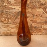 Old gat carafe service + 5 glasses molded orange glass 1970 vintage