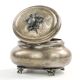 Eclectic elliptical sugar bowl, silver-plated brass, Austria, 19th century