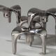 Set of 9 modular candle holders in chromed metal, nagel germany