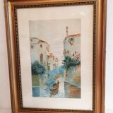 Paire d'anciennes aquarelles. Venise. Signées, datées 1912.