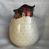 Large handcrafted jug with hand-drawn design