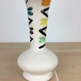 Ceramic lamp 60s and lampshade white wool