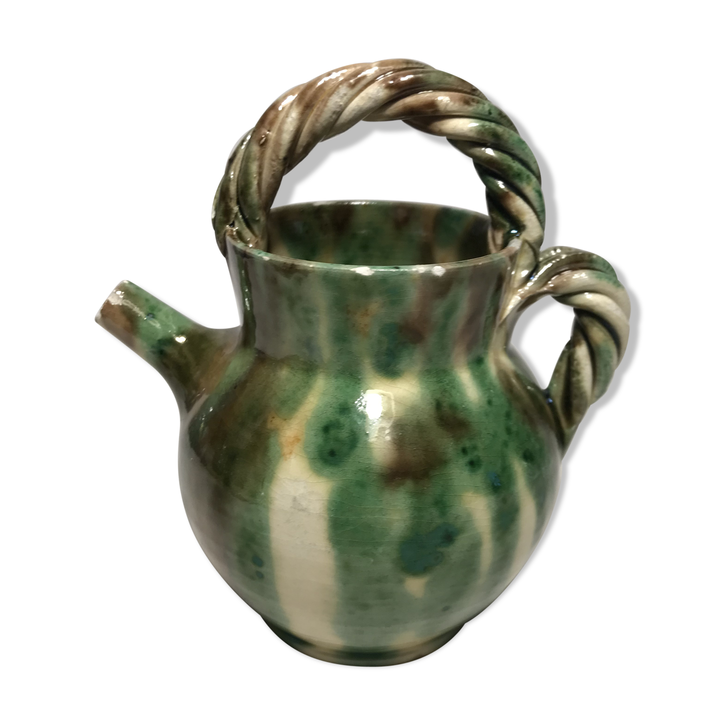 Former small vallauris green ceramic pitcher