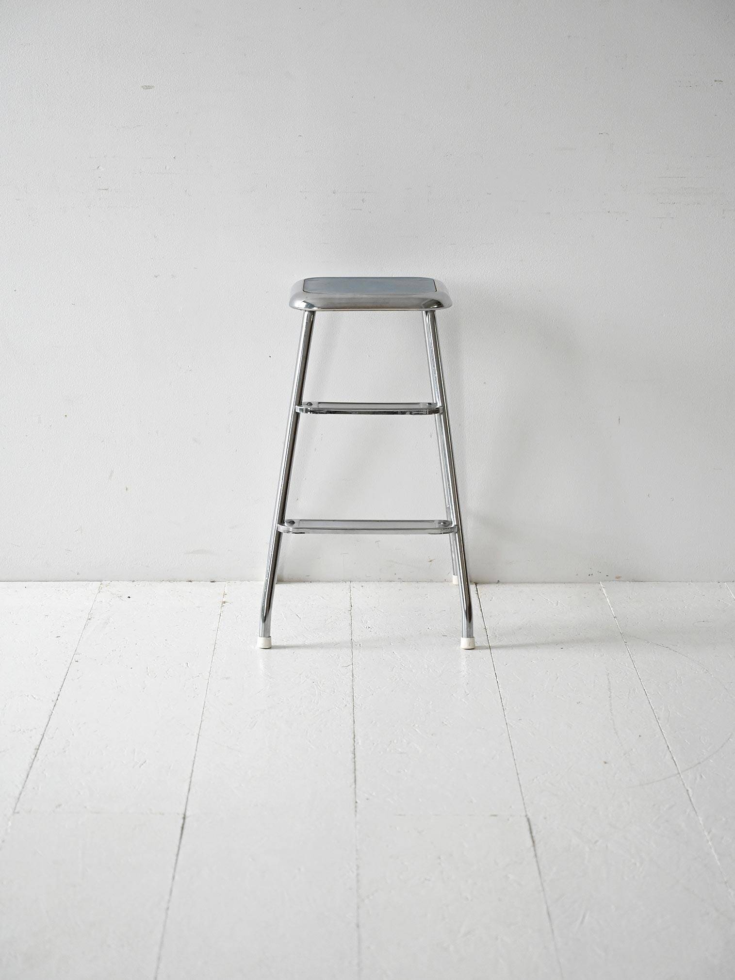 Vintage Scandinavian step stool in steel and formica