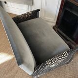Small gray velvet style bench